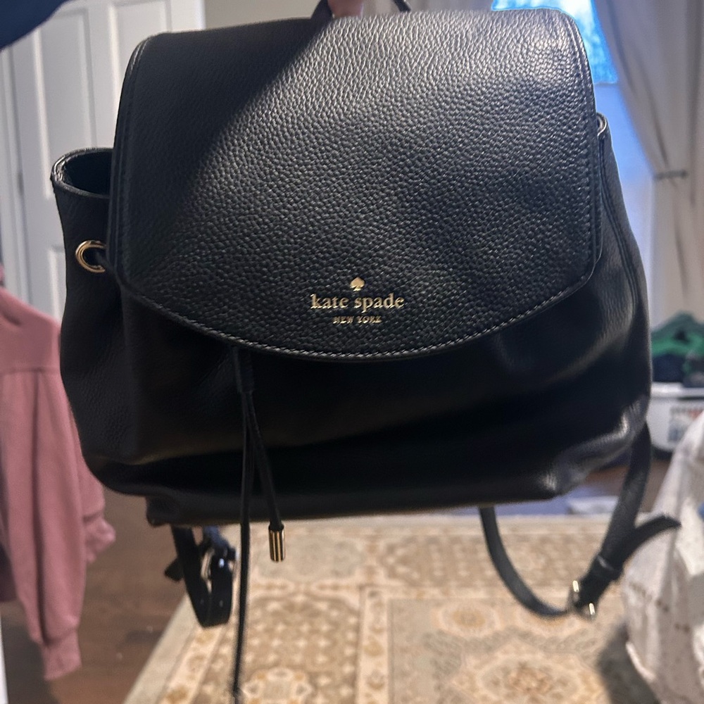 Kate Spade Black Leather Backpack